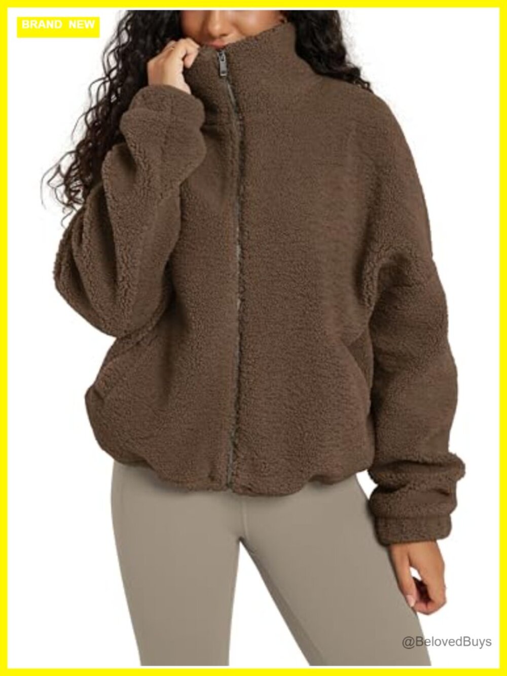 Sherpa Fleece Full Zip Jacket Long Sleeve Warm Coat Pockets